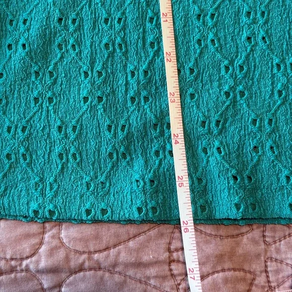 Susan Graver Passport Teal Eyelet Blouse XXS - Picture 8 of 10